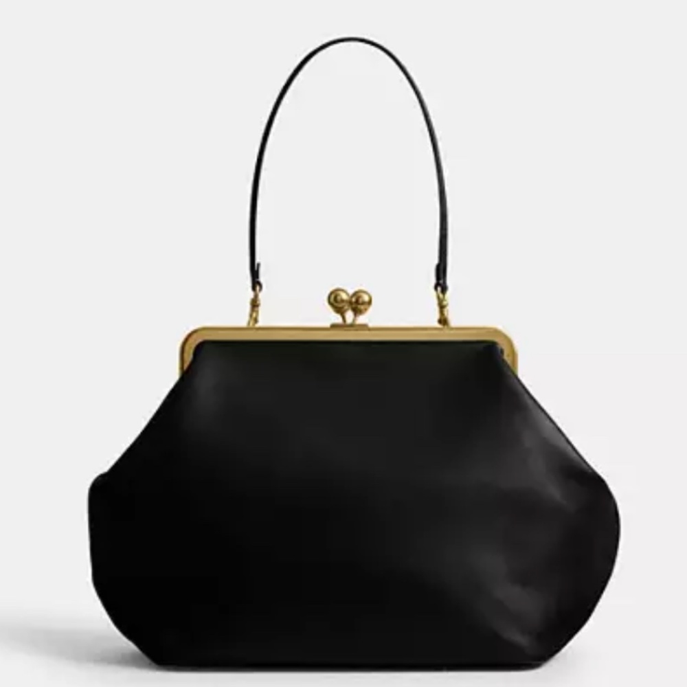 COACH Large Kisslock Frame Bag in Black